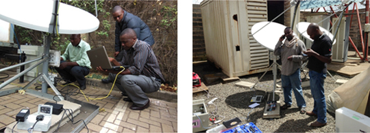 Installation of satellite station for trial / Communications test