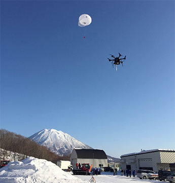 実証実験で使用した気球・ドローン無線中継システム