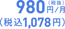980円／月（税抜）（税込1,078円）