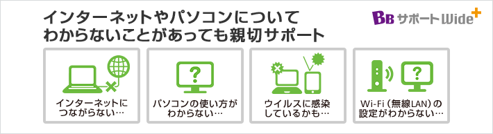 インターネットやパソコンについてわからないことがあっても親切サポート