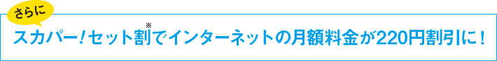 さらにスカパー！セット割※でインターネットの月額料金が220円割引に！