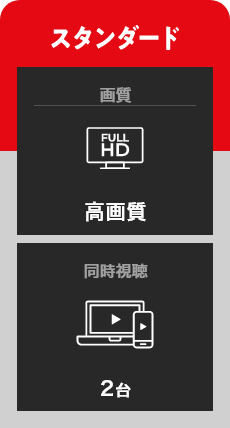 スタンダード 画質 FULL HD 高画質 同時視聴 2台