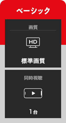 ベーシック 画質 HD 標準画質 同時視聴 1台