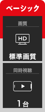 ベーシック 画質 HD 標準画質 同時視聴 1台