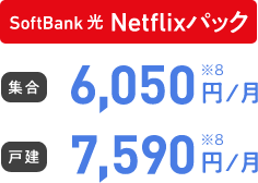 SoftBank 光 Netflixパック 集合 6,050円/月 戸建 7,590円/月