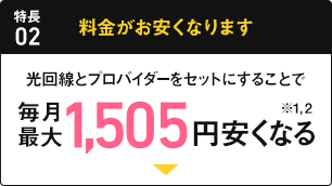 特長02 料金がお安くなります