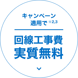キャンペーン適用で※2,3 回線工事費実質無料