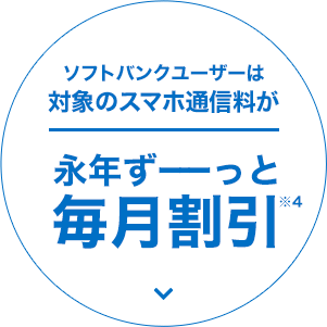 ソフトバンクユーザーは対象のスマホ通信料が永年ずーっと毎月割引※4