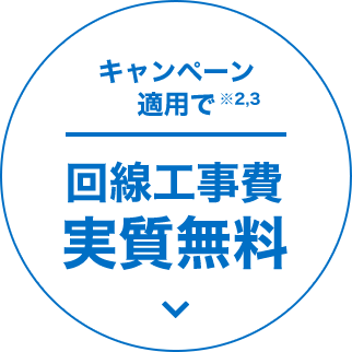 キャンペーン適用で※2,3 回線工事費実質無料
