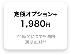 定額オプション+ 1,980円 24時間いつでも国内通話無料※1