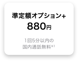 準定額オプション+ 880円 1回5分以内の国内通話無料※1