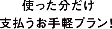 使った分だけ支払うお手軽プラン！