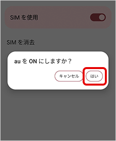「はい」をタップ