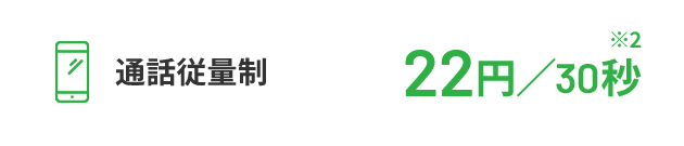通話従量制 22円/30秒※2