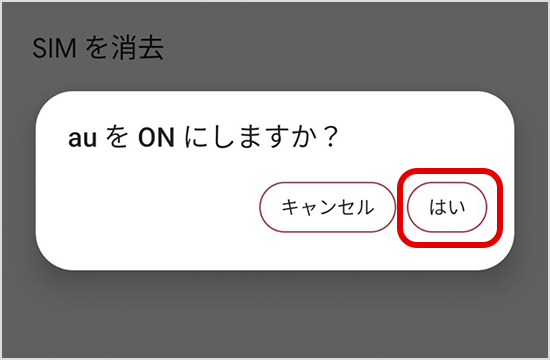 「はい」をタップ