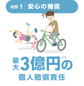 特長1 安心の補償 最大3億円※1の個人賠償責任