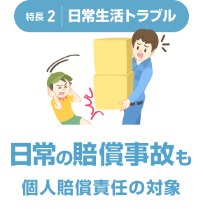 特長2 日常生活トラブル 日常の賠償事故も個人賠償責任の対象