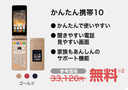 かんたん携帯10 ゴールド