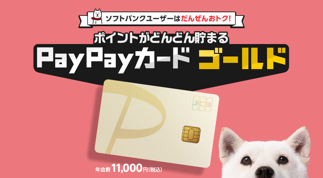 ソフトバンクユーザーはだんぜんおトク！ ポイントがどんどん貯まる PayPayカード ゴールド 年会費11,000円（税込）