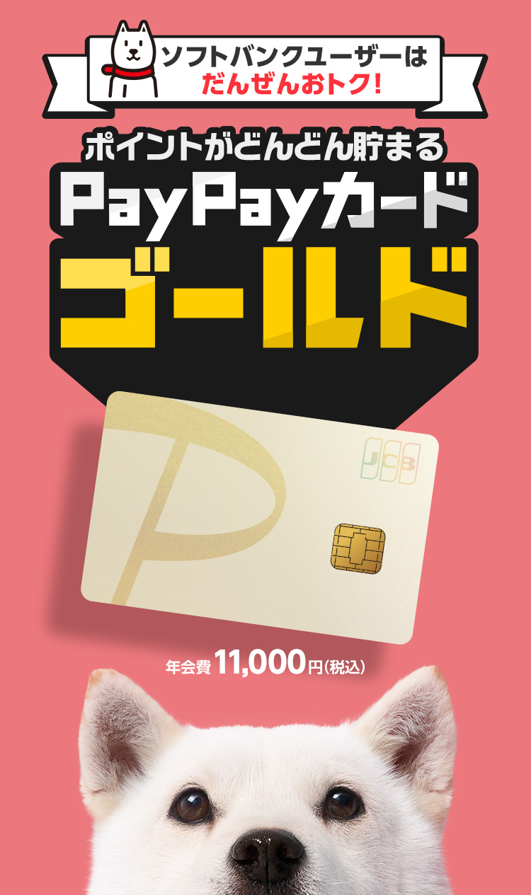 ソフトバンクユーザーはだんぜんおトク！ ポイントがどんどん貯まる PayPayカード ゴールド 年会費11,000円（税込）
