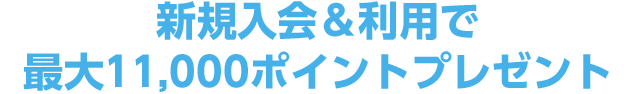 新規入会＆利用で 最大11,000ポイントプレゼント