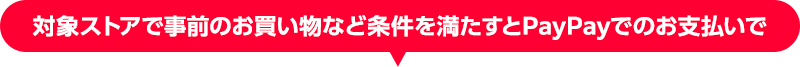 対象ストアで事前のお買い物など条件をみたすとPayPayのお支払いで