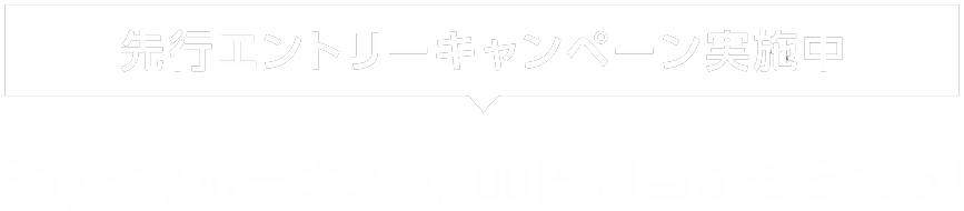 先行エントリーキャンペーン実施中 PayPayボーナス※3,000円相当がもらえる！