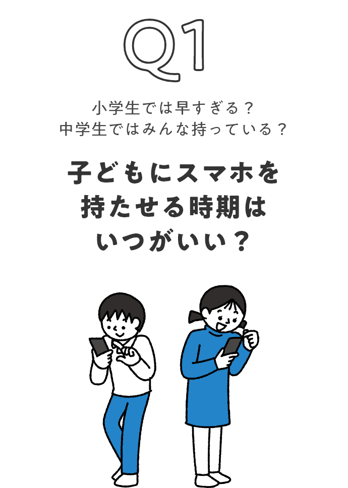 Q1 小学生では早すぎる？中学生ではみんな持っている？ 子どもにスマホを持たせる時期はいつがいい？