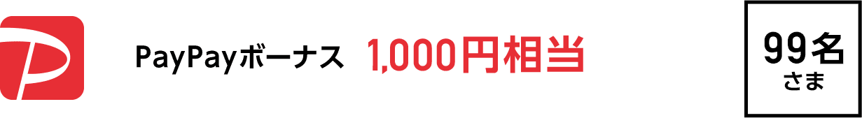 PayPayボーナス 1000円相当　99名さま