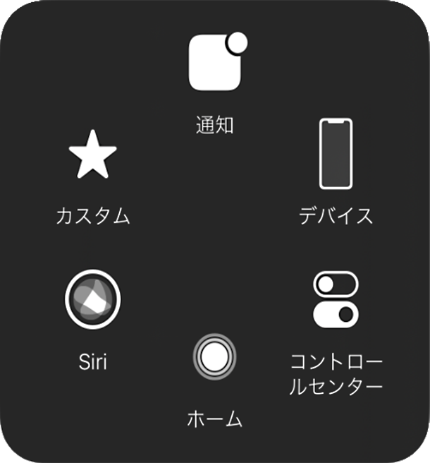 AssistiveTouchの操作メニュー