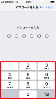 現在設定しているパスコードを入力します。