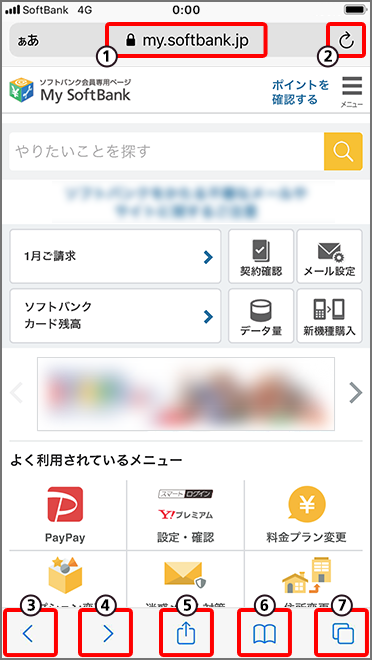 合計7つのアイコンなどが表示されます。