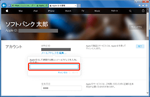 新しい Apple ID を入力します。