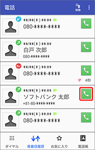 電話をかけたい相手のアイコンを押すと電話がかかります。